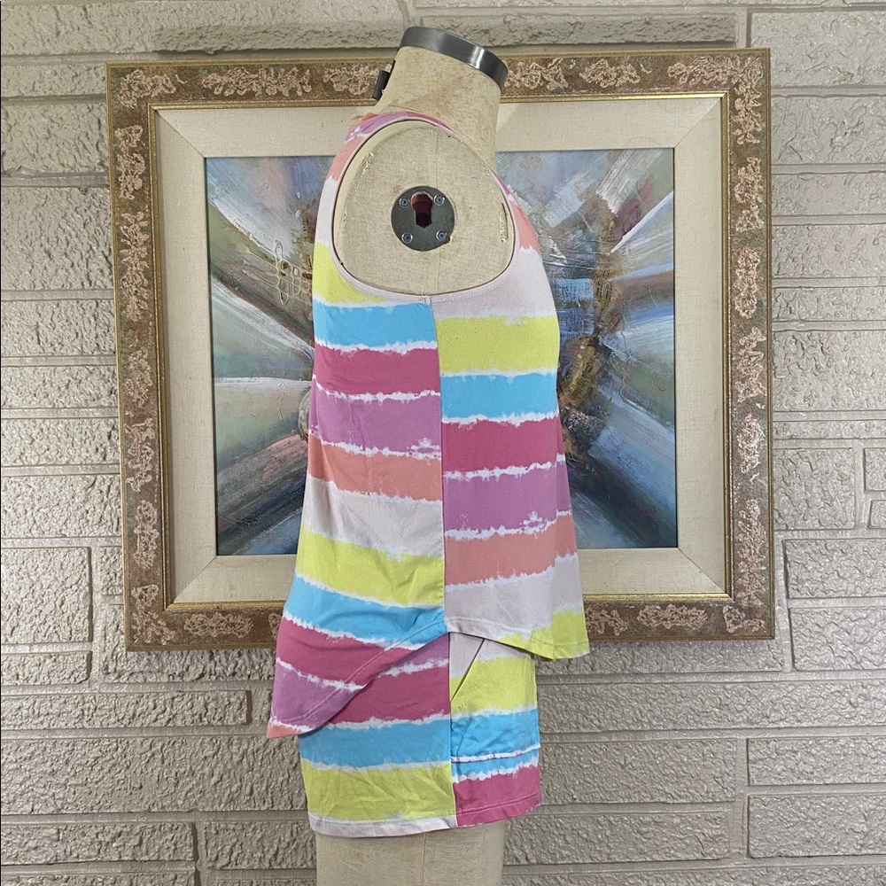Jaclyn Intimates Pastel Stripe Tank & Short Sleep Set - Picture 2 of 12